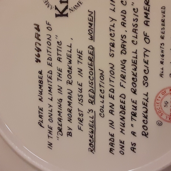 Knowles Norman Rockwell Ltd Ed  "Dreaming In The Attic"  Certified Stamp NWOT - Picture 9 of 11